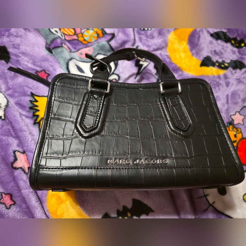 Marc Jacobs Black Croc-Embossed Satchel